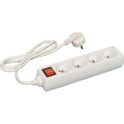 Bloc multiprises 4 prises 230V avec interrupteur lumineux SODELEC câble 1 m_ref SOD03152