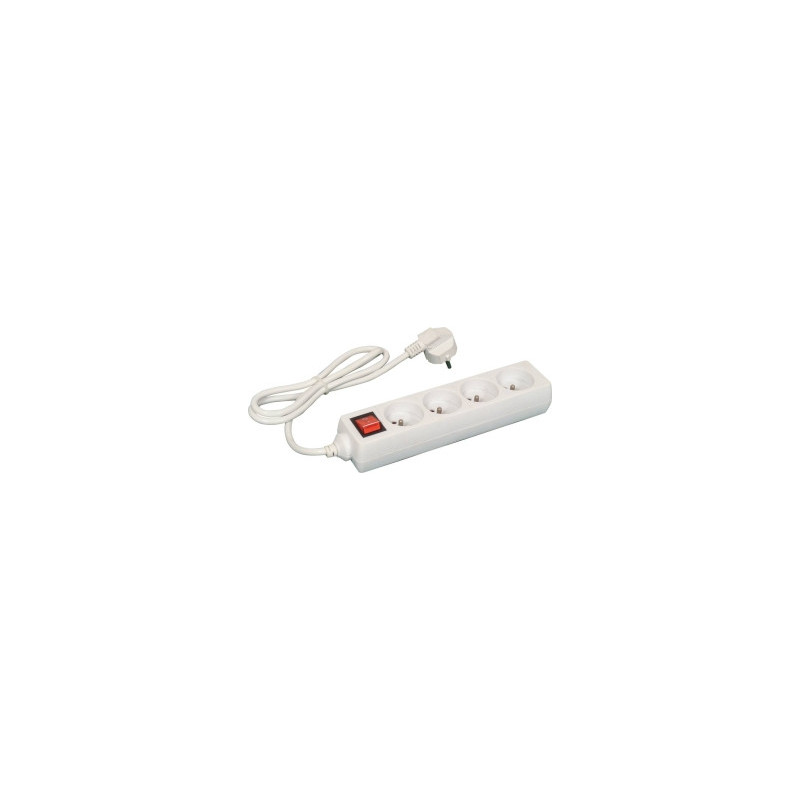Bloc multiprises 4 prises 230V avec interrupteur lumineux SODELEC câble 1 m_ref SOD03152