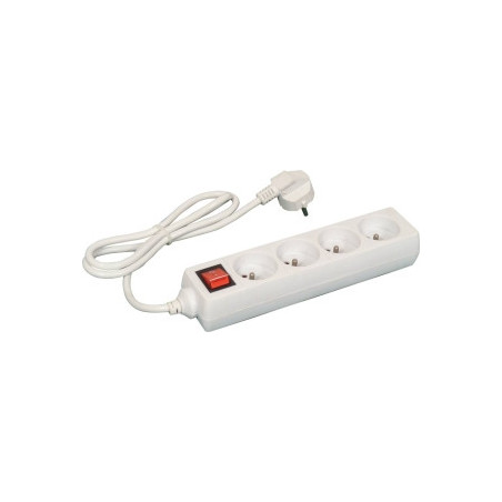 Bloc multiprises 4 prises 230V avec interrupteur lumineux SODELEC câble 1 m_ref SOD03152