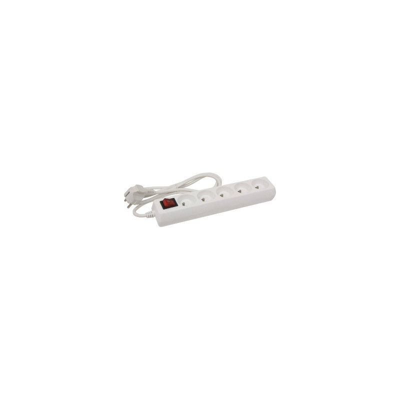 Bloc multiprises 5 prises 230V avec interrupteur lumineux SODELEC câble 1 m_ref SOD03153