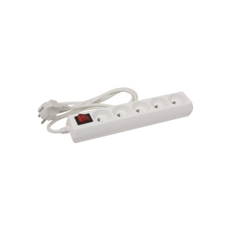 Bloc multiprises 5 prises 230V avec interrupteur lumineux SODELEC câble 1 m_ref SOD03153