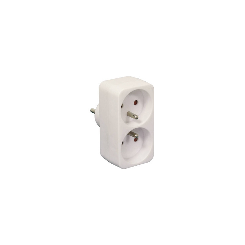 Bloc multiprises 2 prises 230V 2P+T 10/16A avec protection enfants SODELEC_ref SOD03243