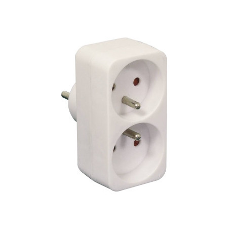 Bloc multiprises 2 prises 230V 2P+T 10/16A avec protection enfants SODELEC_ref SOD03243