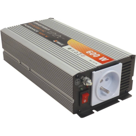 Convertisseur de tension 12V vers 230V 600W avec prise 16A SODELEC_ref SOD05118