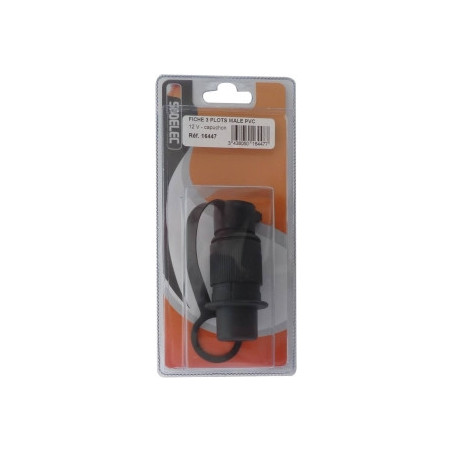 Prise mâle 3 broches en PVC avec capuchon de protection SODELEC_ref SOD16447