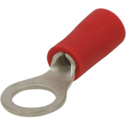 Lot de 10 cosses à œil isolées M5 rouges SODELEC pour câble électrique 0,5 à 1 mm²_ref SOD16800.10