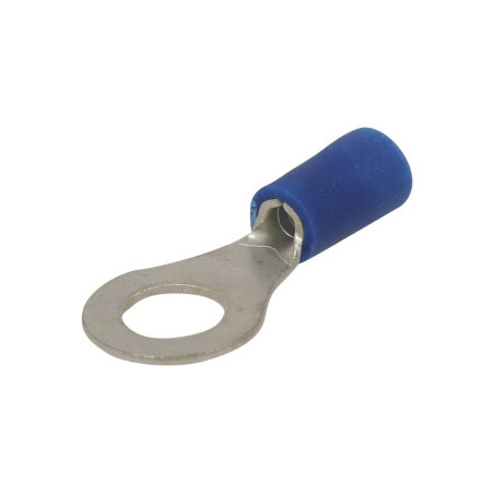 Lot de 10 cosses à œil isolées M6 bleues SODELEC pour câble électrique 1 à 2,5 mm²_ref SOD16806.10