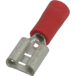 Lot de 10 cosses plates femelles isolées rouges 6,3 x 0,8 mm SODELEC pour câble électrique 0,5 à 1,5 mm²_ref SOD16818.10