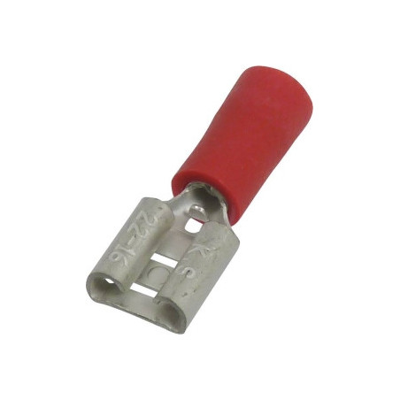 10 COSSES PLATES FEMELLES ISOLÉES ROUGE 6,3X0,8MM