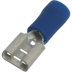 Lot de 10 cosses plates femelles isolées bleues 6,3 x 0,8 mm SODELEC pour câble électrique 1 à 2,5 mm²_ref SOD16822.10