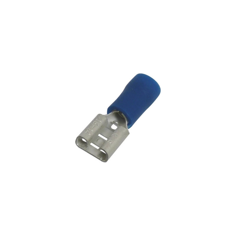 Lot de 10 cosses plates femelles isolées bleues 6,3 x 0,8 mm SODELEC pour câble électrique 1 à 2,5 mm²_ref SOD16822.10