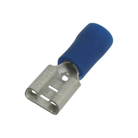 10 COSSES PLATES FEMELLES ISOLÉES BLEU 6,3X0,8MM