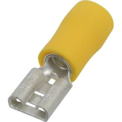 Lot de 10 cosses plates femelles isolées jaunes 6,3 x 0,8 mm SODELEC pour câble électrique 2,5 à 6 mm²_ref SOD16824.10