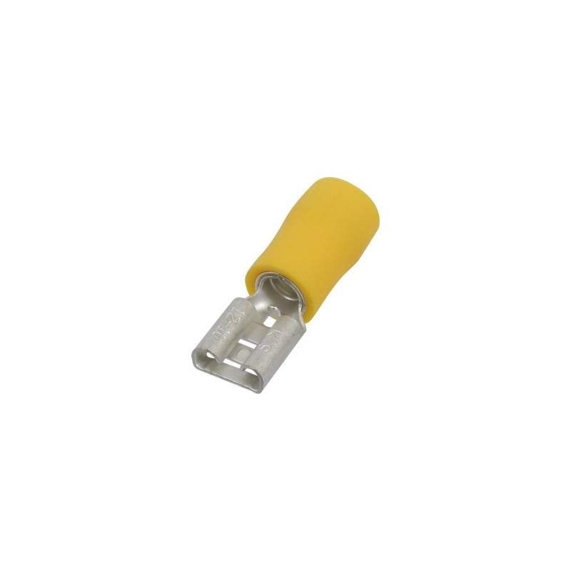 Lot de 10 cosses plates femelles isolées jaunes 6,3 x 0,8 mm SODELEC pour câble électrique 2,5 à 6 mm²_ref SOD16824.10