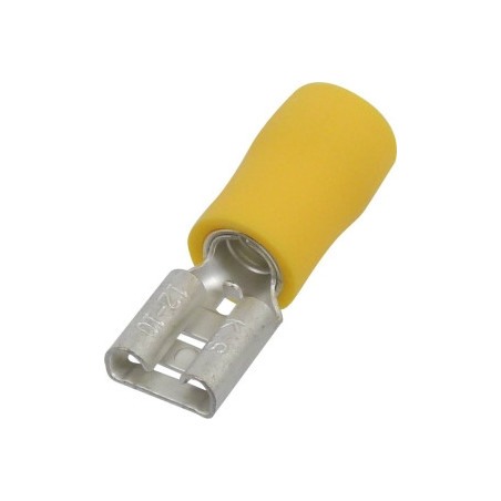 Lot de 10 cosses plates femelles isolées jaunes 6,3 x 0,8 mm SODELEC pour câble électrique 2,5 à 6 mm²_ref SOD16824.10