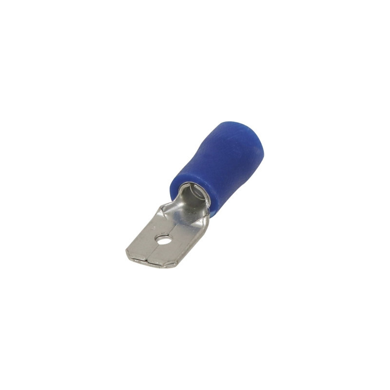 Lot de 10 cosses plates mâles isolées bleues 6,3 x 0,8 mm SODELEC pour câble électrique 1 à 2,5 mm²_ref SOD16828.10
