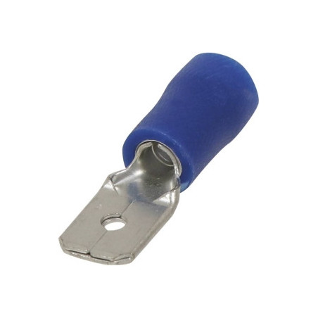 10 COSSES PLATES MÂLES ISOLÉES BLEU 6,3X0,8