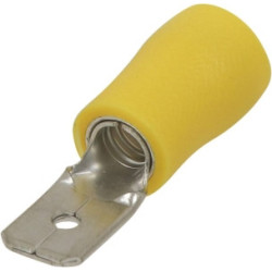 Lot de 10 cosses plates mâles isolées jaunes 6,3 x 0,8 mm SODELEC pour câble électrique 2,5 à 6 mm²_ref SOD16830.10