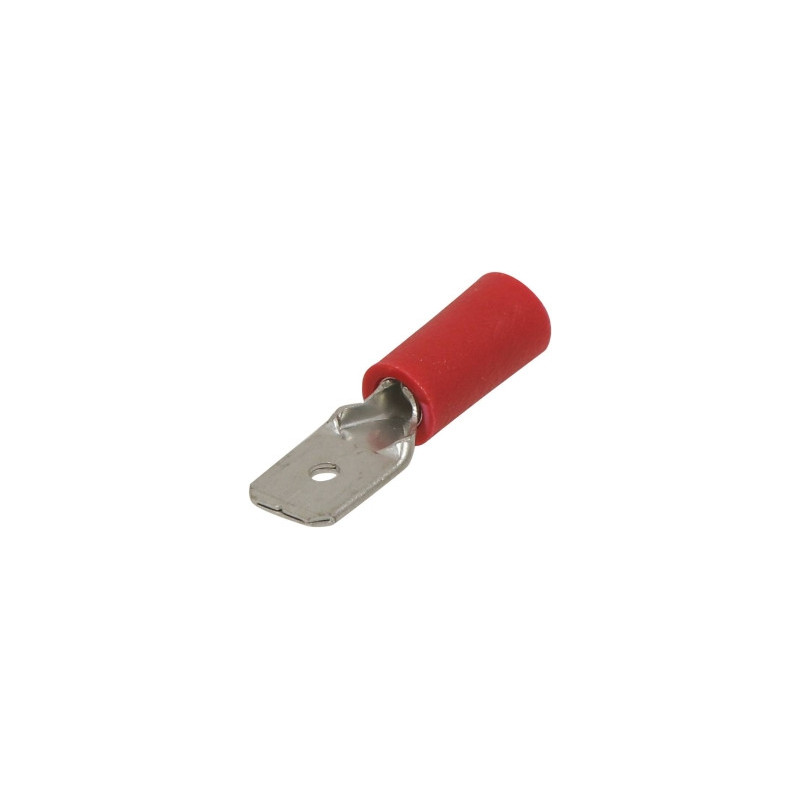 Lot de 10 cosses plates mâles isolées rouges 6,3 x 0,8 mm SODELEC pour câble électrique 0,25 à 1 mm²_ref SOD16826.10