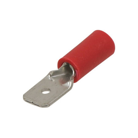 Lot de 10 cosses plates mâles isolées rouges 6,3 x 0,8 mm SODELEC pour câble électrique 0,25 à 1 mm²_ref SOD16826.10