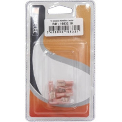 Lot de 10 cosses plates femelles isolées rouges 6,3 x 0,8 mm SODELEC pour câble électrique 0,25 à 1 mm²_ref SOD16832.10-1