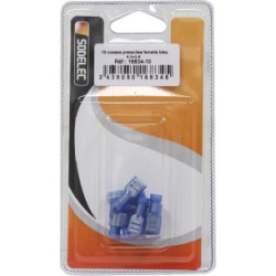 10 COSSES PLATES FEMELLES ISOLÉES BLEU 6,3X0,8MM