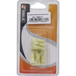 Lot de 10 cosses plates femelles isolées jaunes 6,3 x 0,8 mm SODELEC pour câble électrique 2,5 à 6 mm²_ref SOD16836.10-1