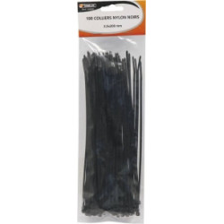 Lot de 100 colliers de serrage nylon noir 2,5x200 mm SODELEC_ref SOD16868-1