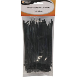 Lot de 100 colliers de serrage nylon noir 3,6x140 mm SODELEC_ref SOD16869-1
