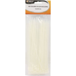 Lot de 100 colliers de serrage nylon incolores 3,6x200 mm SODELEC_ref SOD17181-1