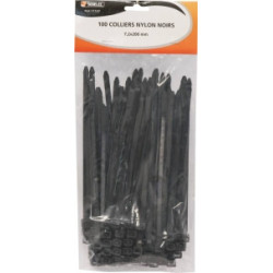 Lot de 100 colliers de serrage nylon noir 7,2x200 mm SODELEC_ref SOD17187-1