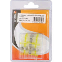 BLISTER DE 10 COSSES THERMORETRACTABLES JAUNE À SOUDER POUR FIL 4 A 6MM²