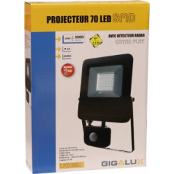 Projecteur LED extra plat 50W avec détecteur radar GIGALUX noir IP44_ref SOD82419-1