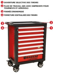 Servante d'atelier Drakkar avec 8 tiroirs et plan ABS_ref SOD09203-2