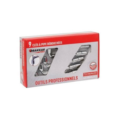 Coffret de 9 clés à pipe débouchées Drakkar 8 à 19mm_ref SOD12274
