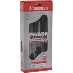 Coffret 6 tournevis Drakkar – Embouts plats et Pozidriv®_ref SOD13337-1