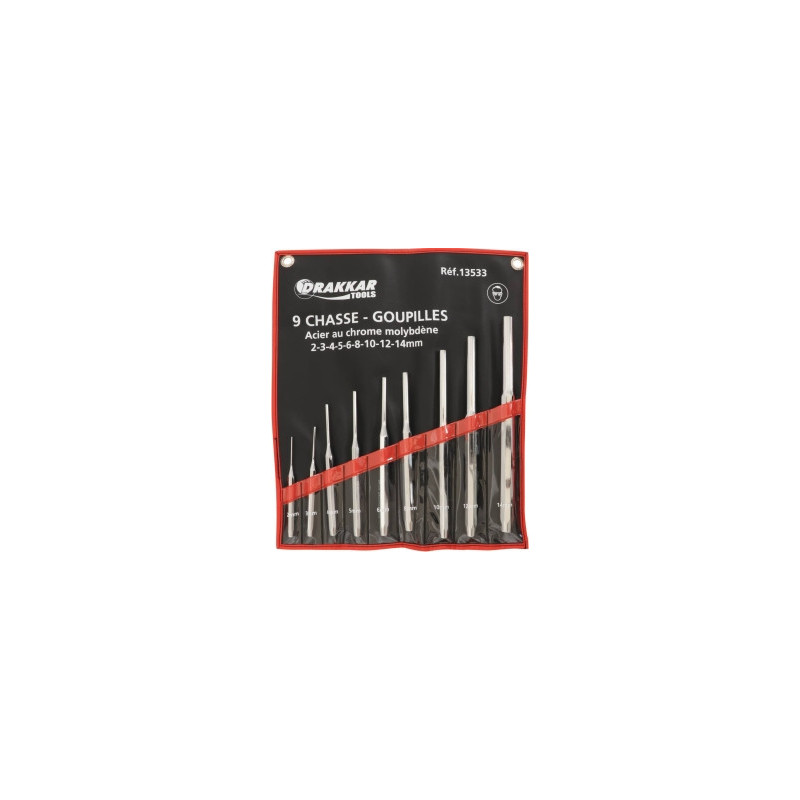 Lot de 9 chasses-goupilles Drakkar en acier chrome molybdène_ref SOD13533