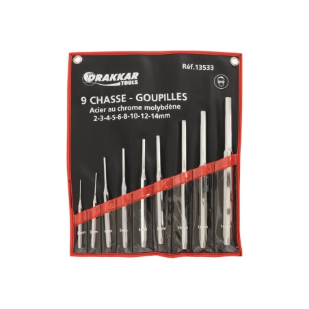 Lot de 9 chasses-goupilles Drakkar en acier chrome molybdène_ref SOD13533