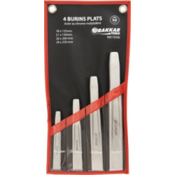 Lot de 4 burins plat mécanicien Drakkar – Longueur 125 à 250mm_ref SOD13550