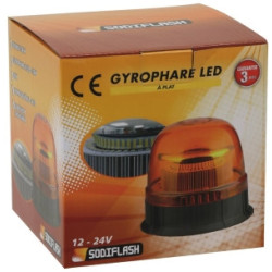 Gyrophare LED double flash orange fixation à plat 12/24V SODIFLASH_ref SOD16303-1