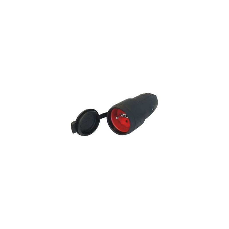 FICHE FEMELLE À CLAPET CAOUTCHOUC 2P+T 230V