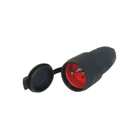 FICHE FEMELLE À CLAPET CAOUTCHOUC 2P+T 230V