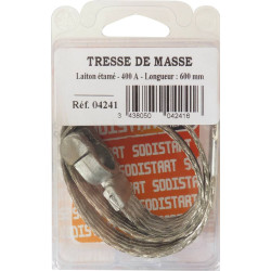 Blister tresse de masse SODISTART 600 mm 35 mm² en laiton pour batterie_ref SOD04241
