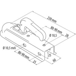 Tête d’attelage AL-KO 750 kg pour timon carré 60mm_ref SOD16920-1