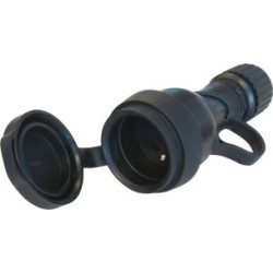 FICHE FEMELLE CAOUTCHOUC À CLAPET AVEC ANNEAU 2P+T 230V