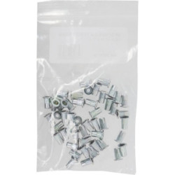 50 Écrous à sertir acier M4 tête plate ouvert KLIPPER_ref SOD23893.50