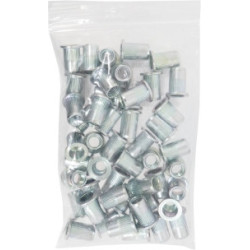 50 Écrous à sertir acier M8 tête plate ouvert KLIPPER_ref SOD23907.50