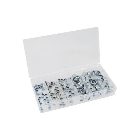 Coffret 146 écrous hexagonaux autofreinés STILKER zingués blanc_ref SOD14114