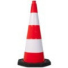CONE PLASTIQUE FLUO 75CM PVC PIED CAOUTCHOUC 4KG