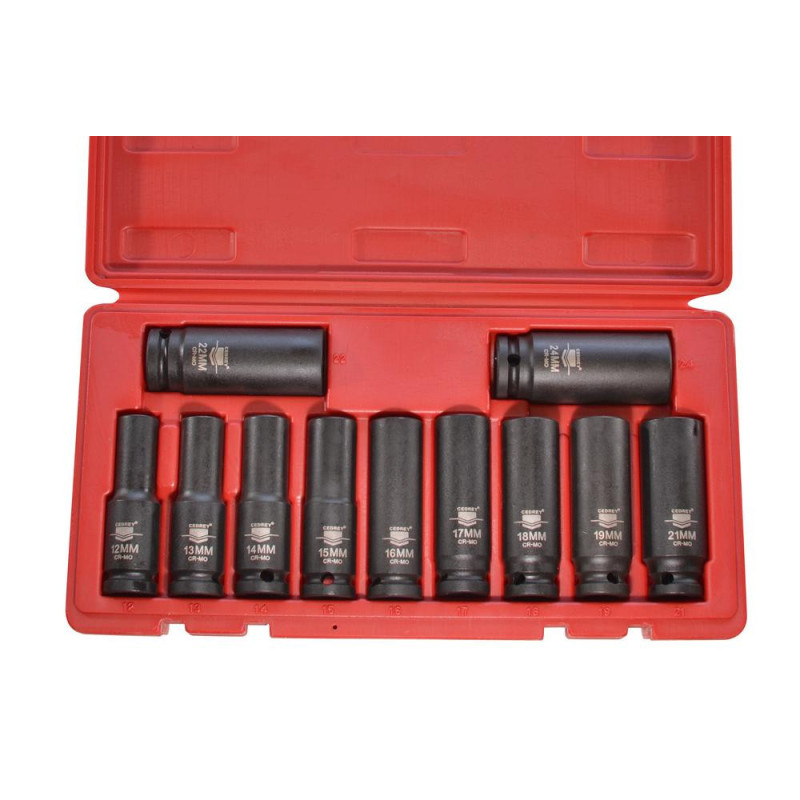 Coffret de 11 douilles à chocs longues 1/2" Cedrey_ref H0082LM